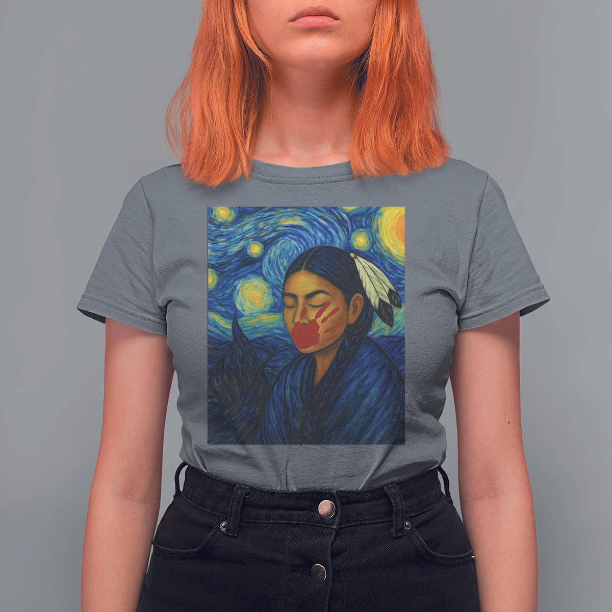 Native American MMIW T Shirt For Women Starry Night Indigenous People Day - Wonder Print Shop