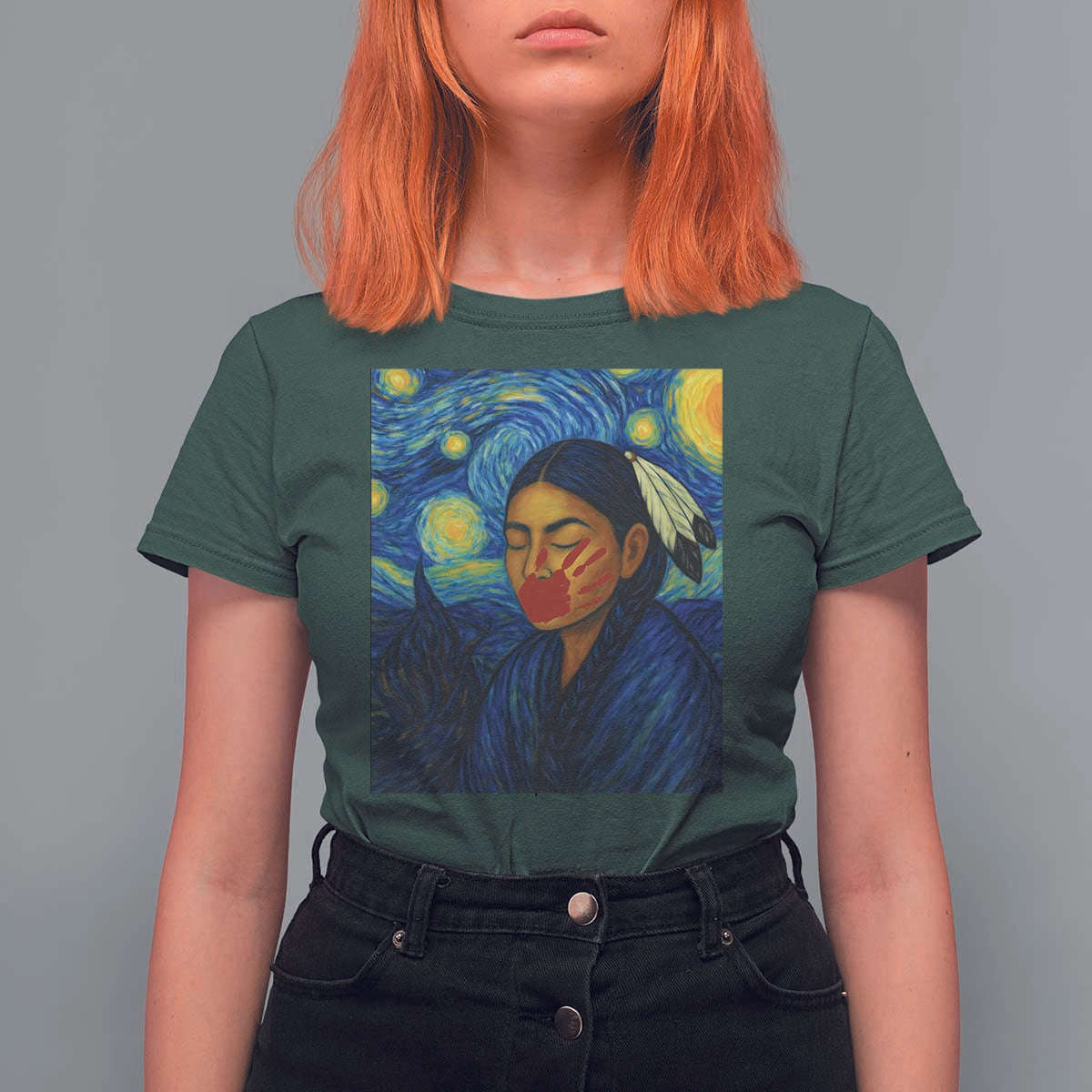 Native American MMIW T Shirt For Women Starry Night Indigenous People Day - Wonder Print Shop