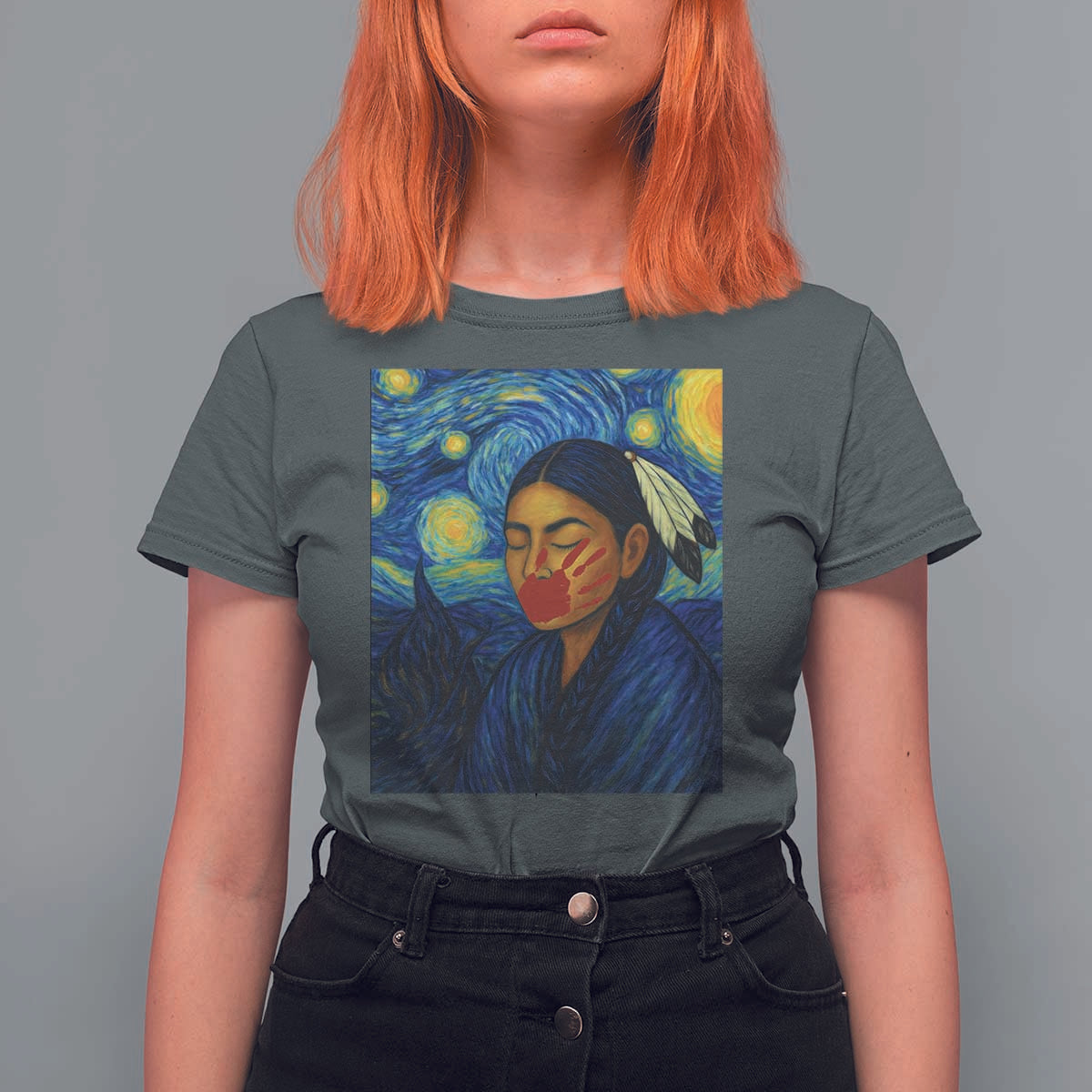 Native American MMIW T Shirt For Women Starry Night Indigenous People Day - Wonder Print Shop