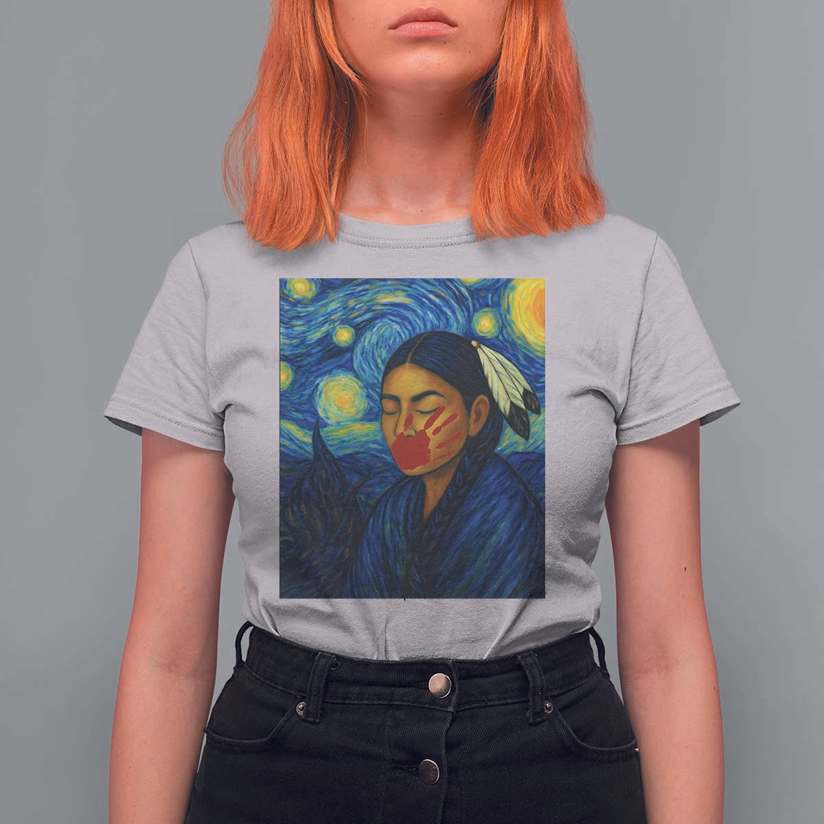 Native American MMIW T Shirt For Women Starry Night Indigenous People Day - Wonder Print Shop