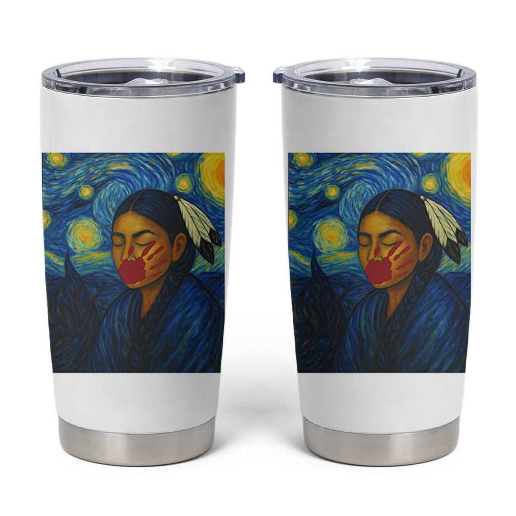 Native American MMIW Tumbler Cup Starry Night Indigenous People Day