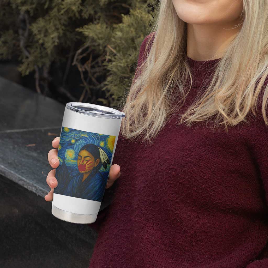 Native American MMIW Tumbler Cup Starry Night Indigenous People Day