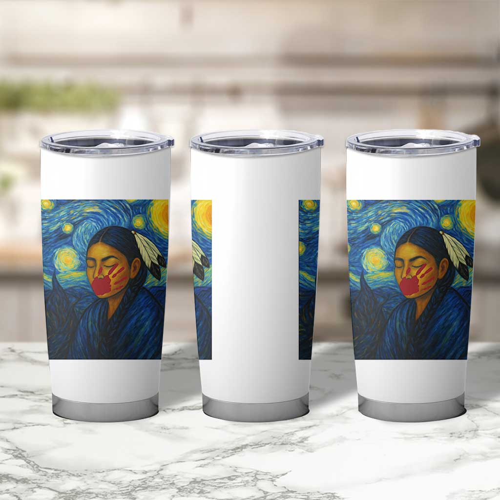 Native American MMIW Tumbler Cup Starry Night Indigenous People Day