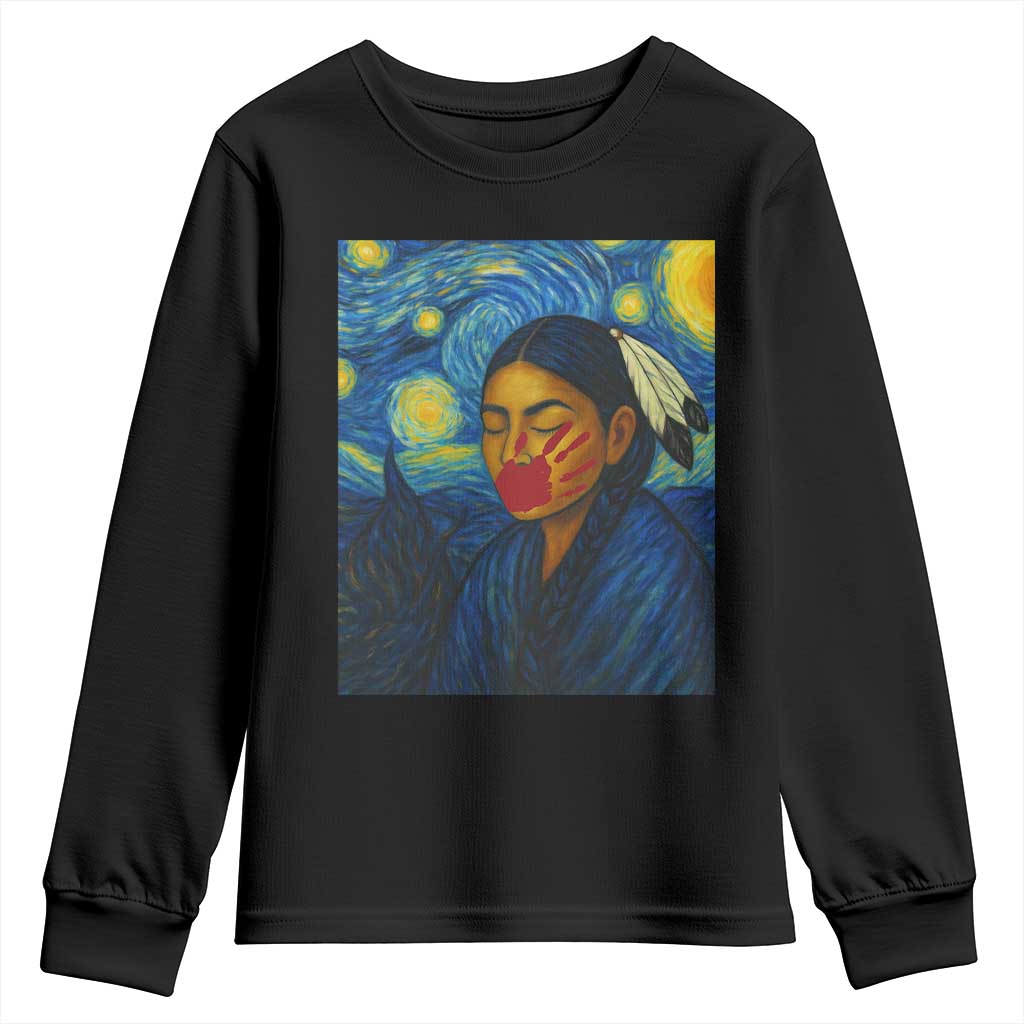 Native American MMIW Youth Sweatshirt Starry Night Indigenous People Day - Wonder Print Shop