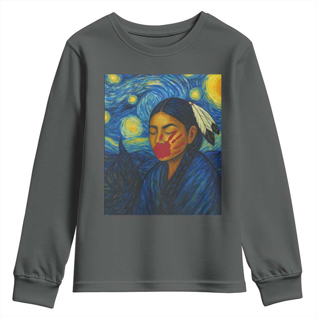 Native American MMIW Youth Sweatshirt Starry Night Indigenous People Day - Wonder Print Shop