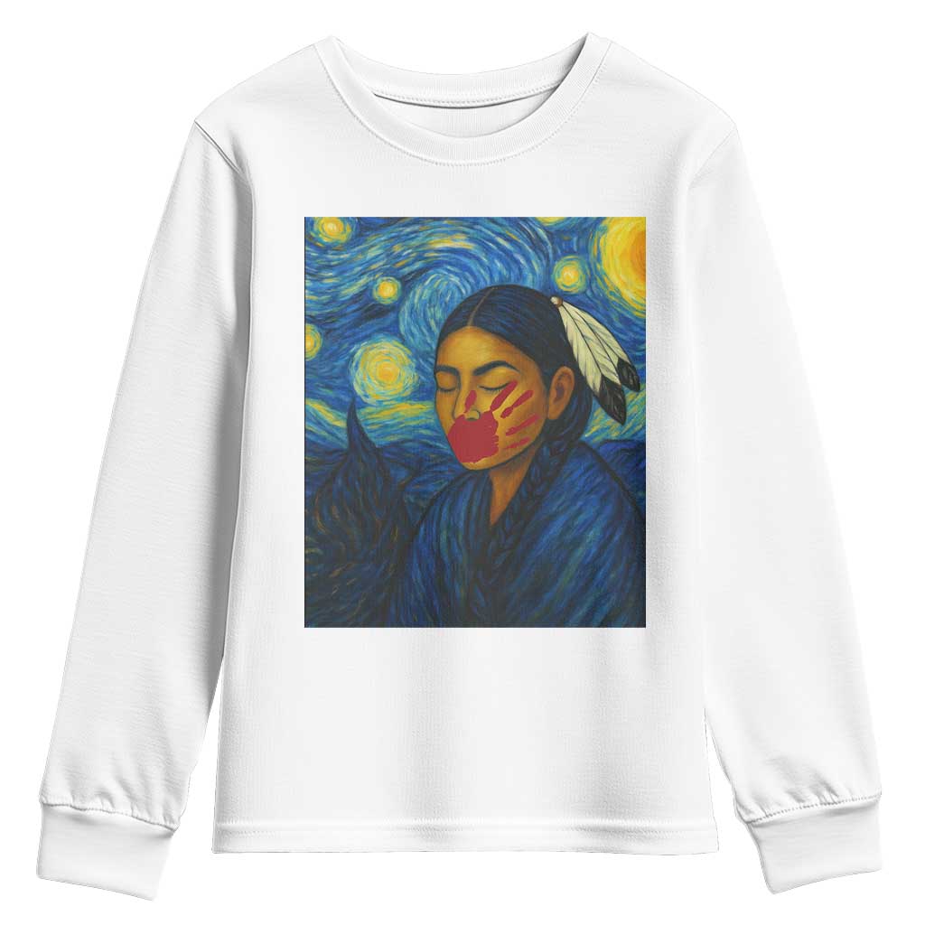 Native American MMIW Youth Sweatshirt Starry Night Indigenous People Day - Wonder Print Shop