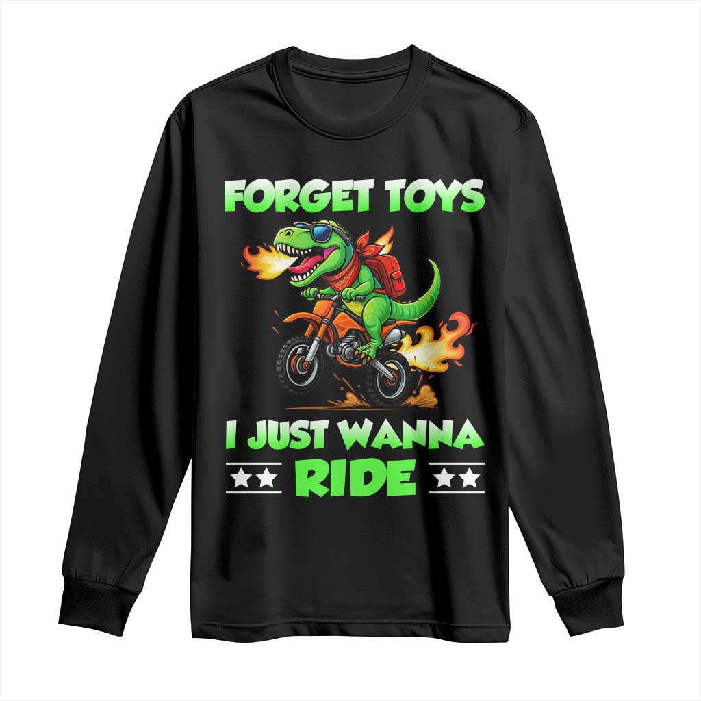 Motocross Dirt Bike Boys Long Sleeve Shirt Forget Toys I Just Wanna Ride - Wonder Print Shop