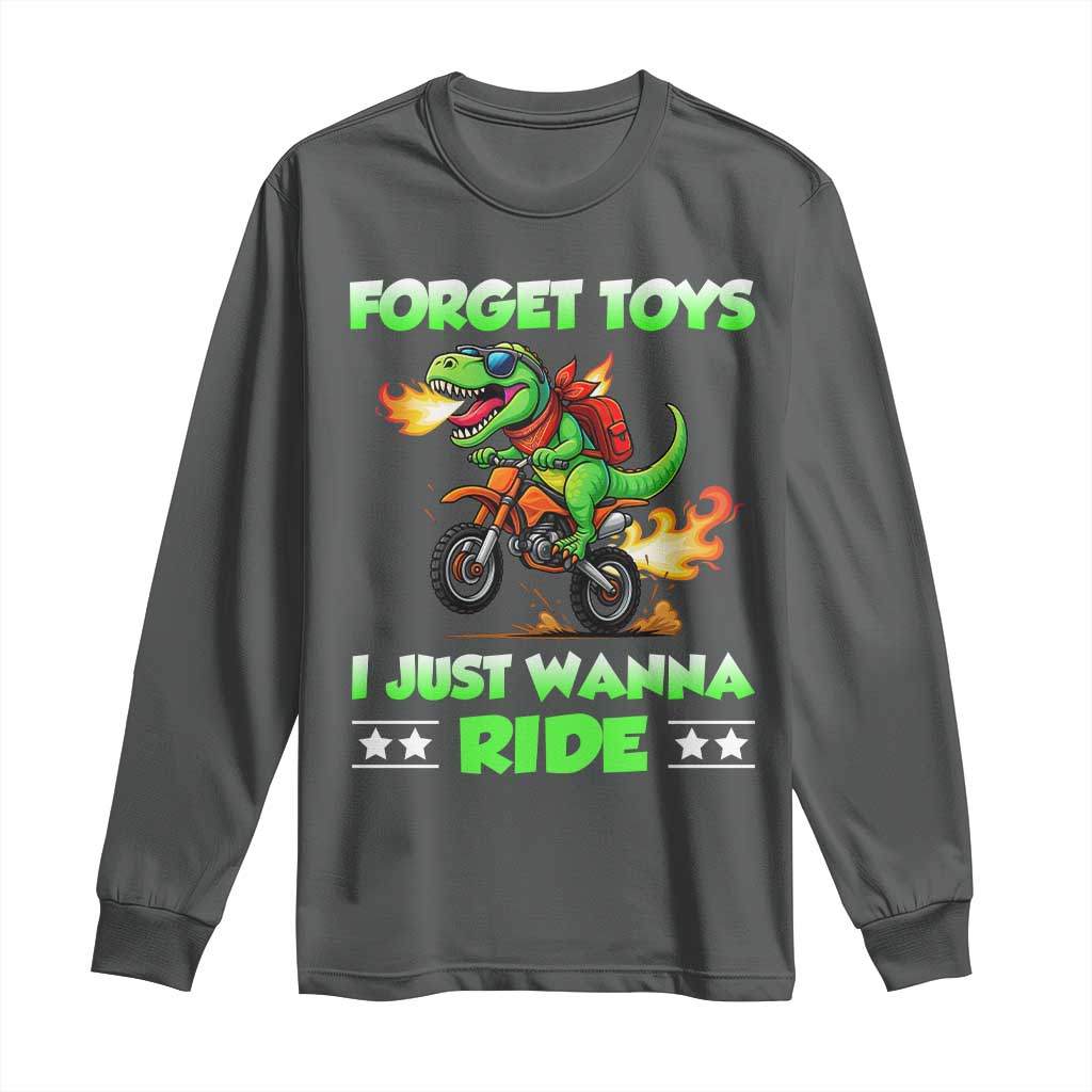 Motocross Dirt Bike Boys Long Sleeve Shirt Forget Toys I Just Wanna Ride - Wonder Print Shop