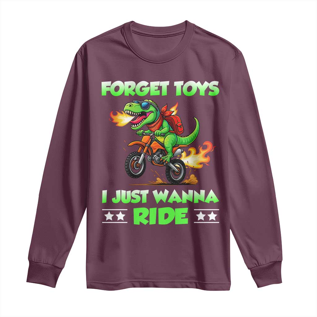 Motocross Dirt Bike Boys Long Sleeve Shirt Forget Toys I Just Wanna Ride - Wonder Print Shop