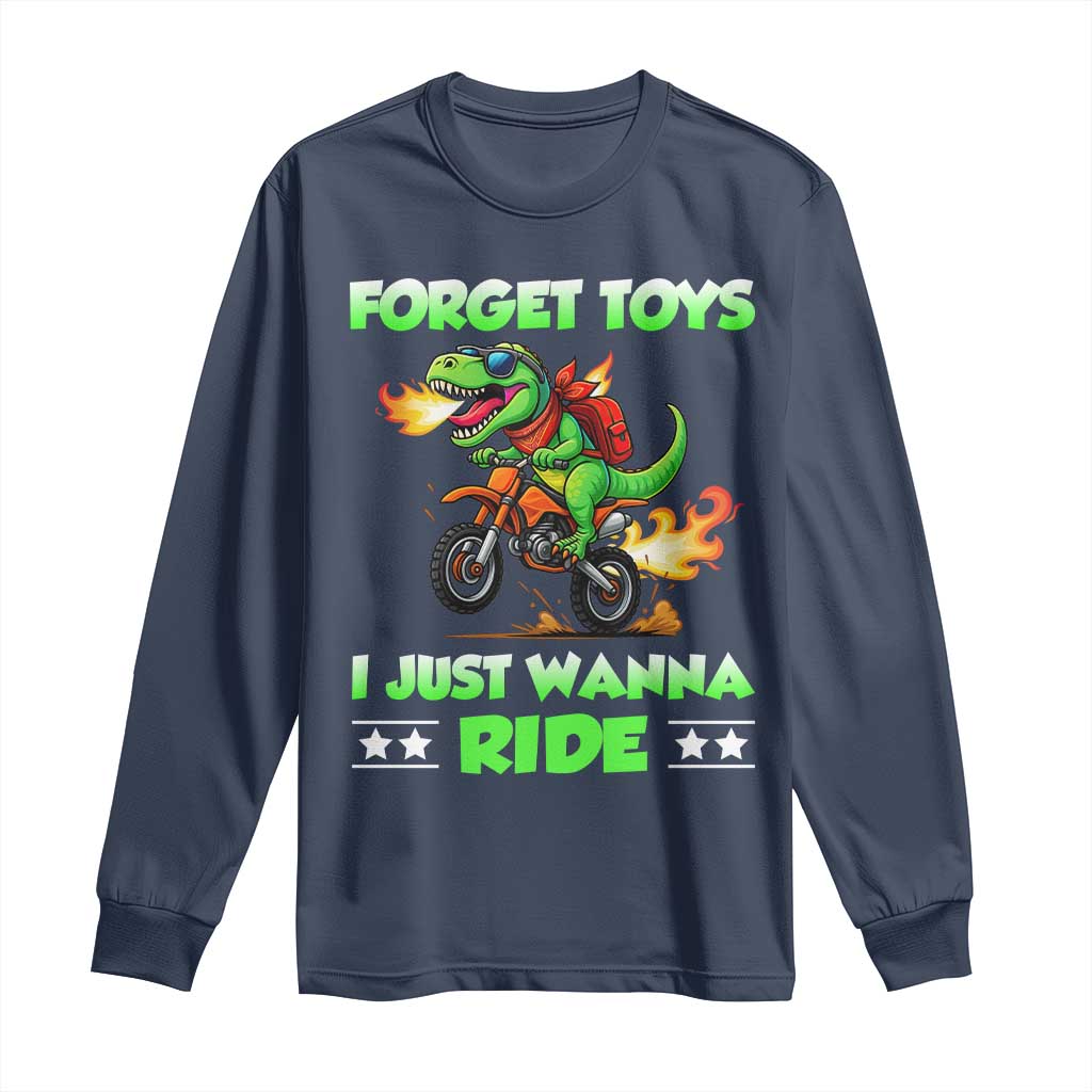 Motocross Dirt Bike Boys Long Sleeve Shirt Forget Toys I Just Wanna Ride - Wonder Print Shop