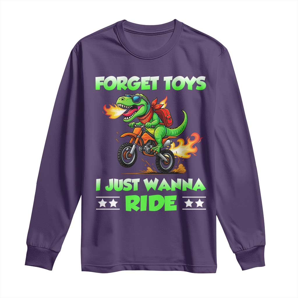 Motocross Dirt Bike Boys Long Sleeve Shirt Forget Toys I Just Wanna Ride - Wonder Print Shop