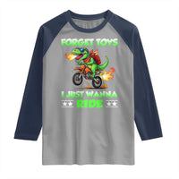 Motocross Dirt Bike Boys Raglan Shirt Forget Toys I Just Wanna Ride - Wonder Print Shop