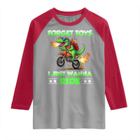 Motocross Dirt Bike Boys Raglan Shirt Forget Toys I Just Wanna Ride - Wonder Print Shop