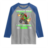 Motocross Dirt Bike Boys Raglan Shirt Forget Toys I Just Wanna Ride - Wonder Print Shop