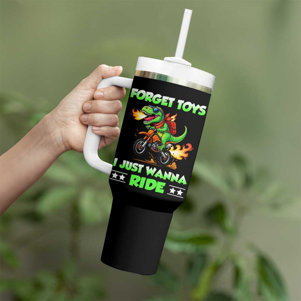 Motocross Dirt Bike Boys Tumbler With Handle Forget Toys I Just Wanna Ride