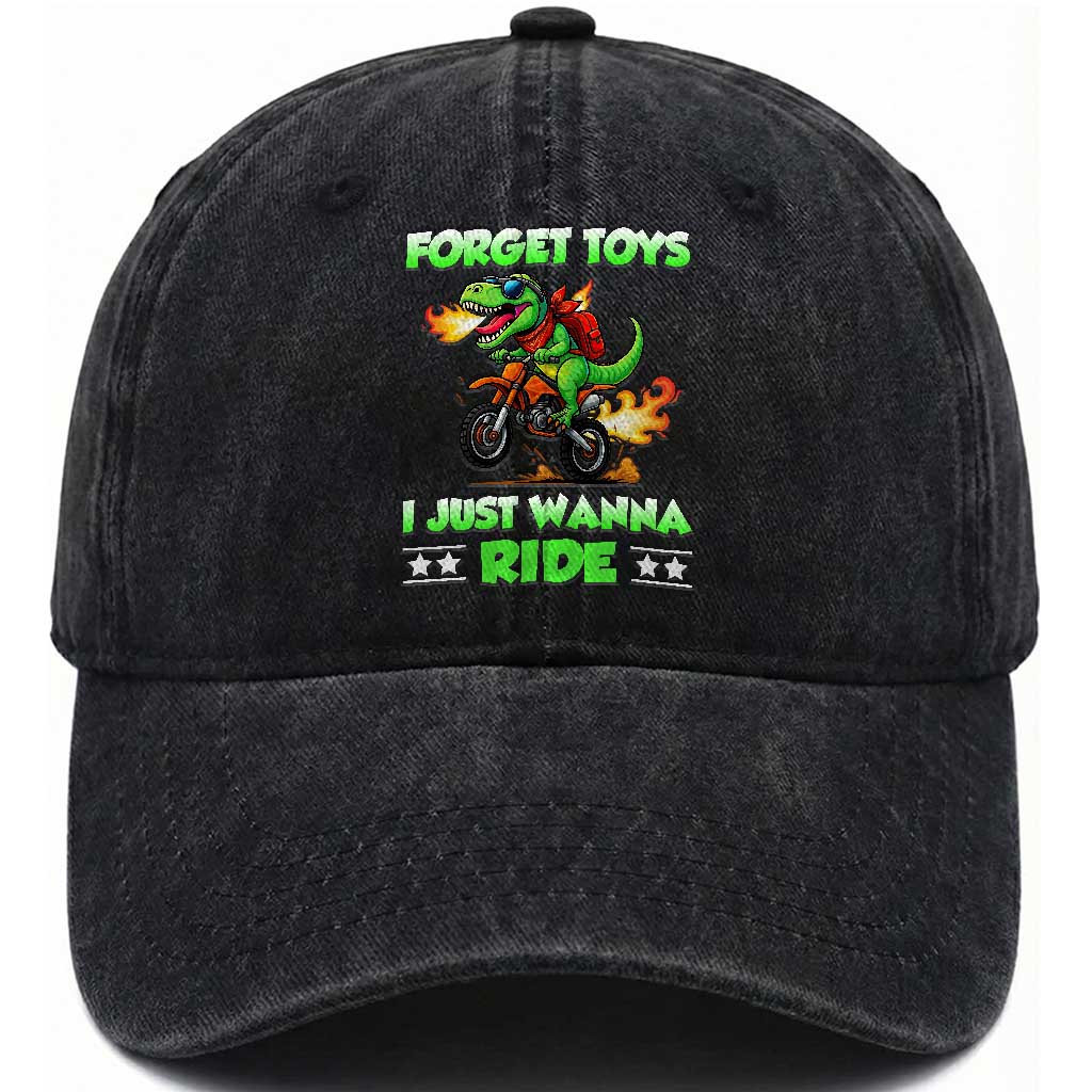 Motocross Dirt Bike Boys Washed Cotton Baseball Cap Forget Toys I Just Wanna Ride