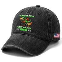Motocross Dirt Bike Boys Washed Cotton Baseball Cap Forget Toys I Just Wanna Ride