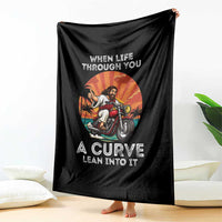 Funny Jesus Christian Motorcycle Throw Blanket When Life Throws You A Curve Lean Into It - Wonder Print Shop