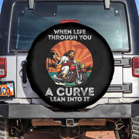 Funny Jesus Christian Motorcycle Spare Tire Cover When Life Throws You A Curve Lean Into It - Wonder Print Shop