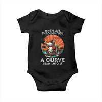 Funny Jesus Christian Motorcycle Baby Onesie When Life Throws You A Curve Lean Into It - Wonder Print Shop