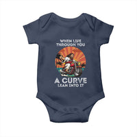 Funny Jesus Christian Motorcycle Baby Onesie When Life Throws You A Curve Lean Into It - Wonder Print Shop