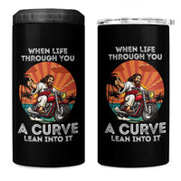 Funny Jesus Christian Motorcycle 4 in 1 Can Cooler Tumbler When Life Throws You A Curve Lean Into It
