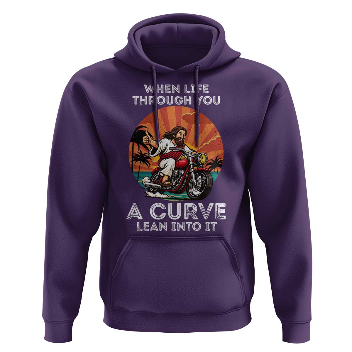 Funny Jesus Christian Motorcycle Hoodie When Life Throws You A Curve Lean Into It - Wonder Print Shop