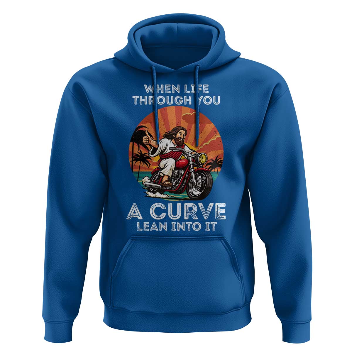 Funny Jesus Christian Motorcycle Hoodie When Life Throws You A Curve Lean Into It - Wonder Print Shop
