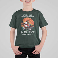 Funny Jesus Christian Motorcycle T Shirt For Kid When Life Throws You A Curve Lean Into It - Wonder Print Shop