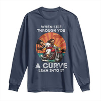 Funny Jesus Christian Motorcycle Long Sleeve Shirt When Life Throws You A Curve Lean Into It - Wonder Print Shop