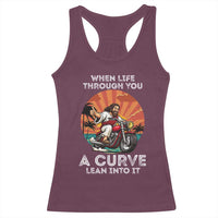 Funny Jesus Christian Motorcycle Racerback Tank Top When Life Throws You A Curve Lean Into It - Wonder Print Shop