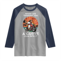 Funny Jesus Christian Motorcycle Raglan Shirt When Life Throws You A Curve Lean Into It - Wonder Print Shop