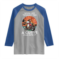 Funny Jesus Christian Motorcycle Raglan Shirt When Life Throws You A Curve Lean Into It - Wonder Print Shop