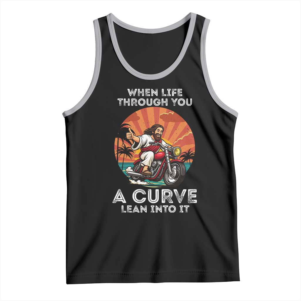 Funny Jesus Christian Motorcycle Tank Top When Life Throws You A Curve Lean Into It - Wonder Print Shop