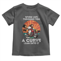 Funny Jesus Christian Motorcycle Toddler T Shirt When Life Throws You A Curve Lean Into It - Wonder Print Shop