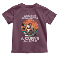 Funny Jesus Christian Motorcycle Toddler T Shirt When Life Throws You A Curve Lean Into It - Wonder Print Shop