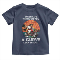 Funny Jesus Christian Motorcycle Toddler T Shirt When Life Throws You A Curve Lean Into It - Wonder Print Shop