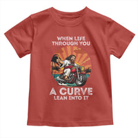 Funny Jesus Christian Motorcycle Toddler T Shirt When Life Throws You A Curve Lean Into It - Wonder Print Shop
