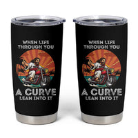 Funny Jesus Christian Motorcycle Tumbler Cup When Life Throws You A Curve Lean Into It