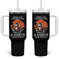 Funny Jesus Christian Motorcycle Tumbler With Handle When Life Throws You A Curve Lean Into It