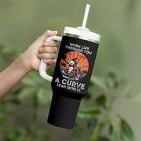 Funny Jesus Christian Motorcycle Tumbler With Handle When Life Throws You A Curve Lean Into It