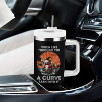Funny Jesus Christian Motorcycle Tumbler With Handle When Life Throws You A Curve Lean Into It