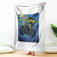 Funny Jesus Christian Motorcycle Throw Blanket Starry Night Van Gogh Biker - Wonder Print Shop