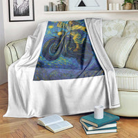 Funny Jesus Christian Motorcycle Throw Blanket Starry Night Van Gogh Biker - Wonder Print Shop