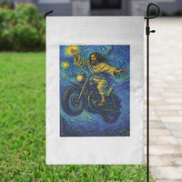 Funny Jesus Christian Motorcycle Garden Flag Starry Night Van Gogh Biker - Wonder Print Shop