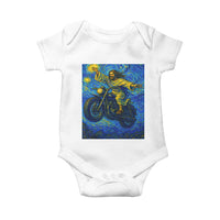 Funny Jesus Christian Motorcycle Baby Onesie Starry Night Van Gogh Biker - Wonder Print Shop