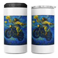 Funny Jesus Christian Motorcycle 4 in 1 Can Cooler Tumbler Starry Night Van Gogh Biker
