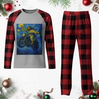 Funny Jesus Christian Motorcycle Plaid Pajama Set Starry Night Van Gogh Biker - Wonder Print Shop
