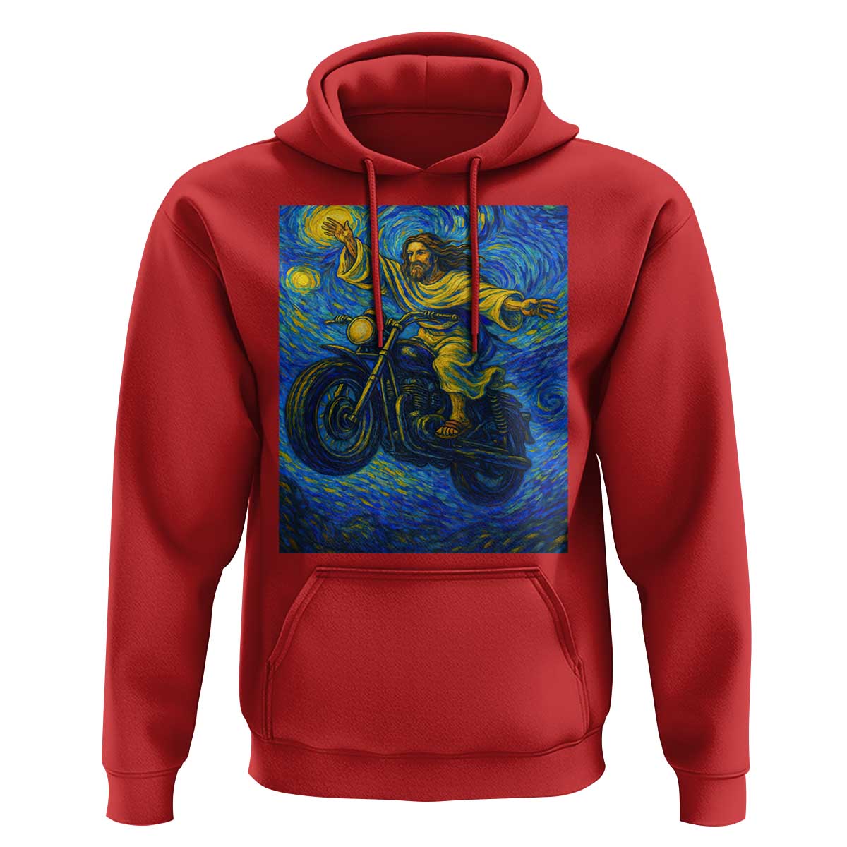 Funny Jesus Christian Motorcycle Hoodie Starry Night Van Gogh Biker - Wonder Print Shop