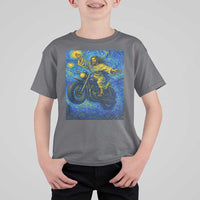 Funny Jesus Christian Motorcycle T Shirt For Kid Starry Night Van Gogh Biker - Wonder Print Shop
